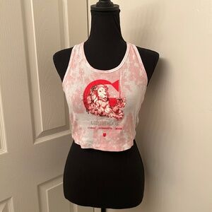 Hot Topic Harry Potter Pink and White Tie Dye Gryffindor Graphic Crop Top Size S